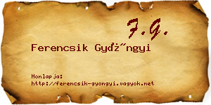 Ferencsik Gyöngyi névjegykártya